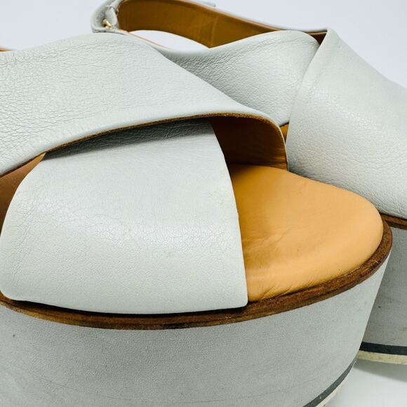 Paloma Barceló Platform-Sole Sandals-Grey Slingback-Size 9 - Picture 11 of 14